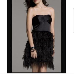 Express Black Ostrich Feather Cocktail Dress LBD